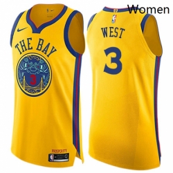 Womens Nike Golden State Warriors 3 David West Swingman Gold NBA Jersey City Edition