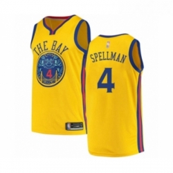 Youth Golden State Warriors 4 Omari Spellman Swingman Gold Basketball Jersey City Edition 