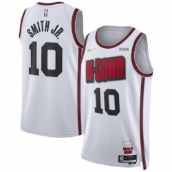 Men Houston Rockets 10 Jabari Smith Jr  White 2024 25 City Edition Stitched Jersey