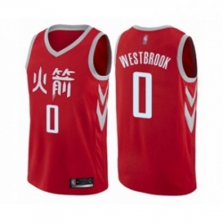 Mens Houston Rockets 0 Russell Westbrook Authentic Red Basketball Jersey City Edition 