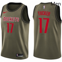 Mens Nike Houston Rockets 17 PJ Tucker Swingman Green Salute to Service NBA Jersey 