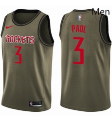 Mens Nike Houston Rockets 3 Chris Paul Swingman Green Salute to Service NBA Jersey