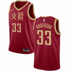 Mens Nike Houston Rockets 33 Ryan Anderson Swingman Red NBA Jersey 2018 19 City Edition