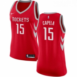 Womens Nike Houston Rockets 15 Clint Capela Authentic Red Road NBA Jersey Icon Edition