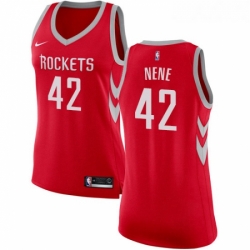 Womens Nike Houston Rockets 42 Nene Authentic Red Road NBA Jersey Icon Edition 