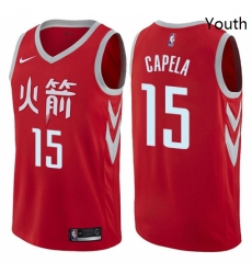 Youth Nike Houston Rockets 15 Clint Capela Swingman Red NBA Jersey City Edition