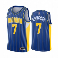 Men Nike Indiana Pacers 7 Malcolm Brogdon Blue NBA Swingman 2020 21 City Edition Jersey