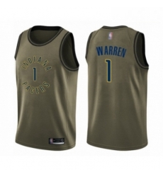 Mens Indiana Pacers 1 TJ Warren Swingman Green Salute to Service Basketball Jersey 