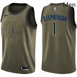 Mens Nike Indiana Pacers 1 Lance Stephenson Swingman Green Salute to Service NBA Jersey 