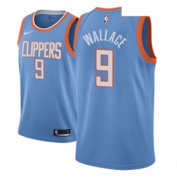 Men NBA 2018 19 Los Angeles Clippers 9 Tyrone WallaceCity Edition Light Blue Jersey 