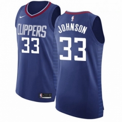 Mens Nike Los Angeles Clippers 33 Wesley Johnson Authentic Blue Road NBA Jersey Icon Edition