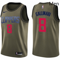 Mens Nike Los Angeles Clippers 8 Danilo Gallinari Swingman Green Salute to Service NBA Jersey 