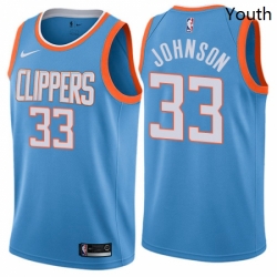 Youth Nike Los Angeles Clippers 33 Wesley Johnson Swingman Blue NBA Jersey City Edition