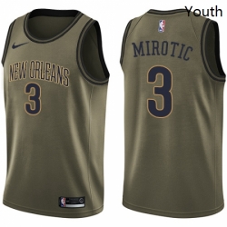 Youth Nike New Orleans Pelicans 3 Nikola Mirotic Swingman Green Salute to Service NBA Jersey 