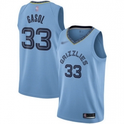 Grizzlies  33 Marc Gasol Light Blue Basketball Swingman Statement Edition Jersey