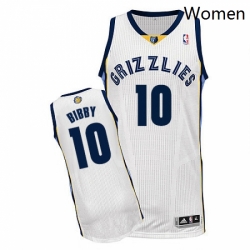 Womens Adidas Memphis Grizzlies 10 Mike Bibby Authentic White Home NBA Jersey 