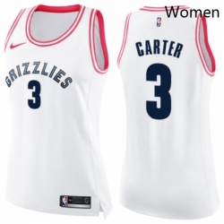 Womens Nike Memphis Grizzlies 3 Jevon Carter Swingman WhitePink Fashion NBA Jersey 