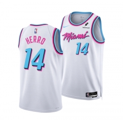 Men Miami Heat 14 Tyler Herro White 2024 25 City Edition Stitched Basketball Jersey