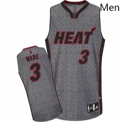 Mens Adidas Miami Heat 3 Dwyane Wade Authentic Grey Static Fashion NBA Jersey