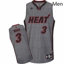 Mens Adidas Miami Heat 3 Dwyane Wade Swingman Grey Static Fashion NBA Jersey