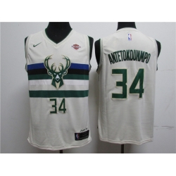 Bucks 34 Giannis Antetokounmpo White City Edition Swingman Jersey