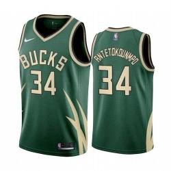 Men Milwaukee Bucks Giannis Antetokounmpo 2021 Earned Green Jersey