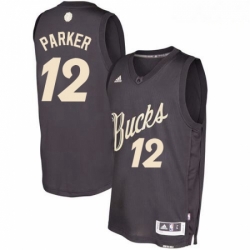 Mens Adidas Milwaukee Bucks 12 Jabari Parker Authentic Black 2016 2017 Christmas Day NBA Jersey