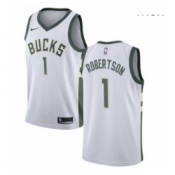 Mens Nike Milwaukee Bucks 1 Oscar Robertson Swingman White Home NBA Jersey Association Edition