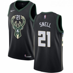 Mens Nike Milwaukee Bucks 21 Tony Snell Swingman Black Alternate NBA Jersey Statement Edition 