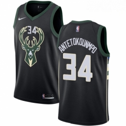 Mens Nike Milwaukee Bucks 34 Giannis Antetokounmpo Authentic Black Alternate NBA Jersey Statement Edition