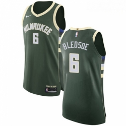 Mens Nike Milwaukee Bucks 6 Eric Bledsoe Authentic Green Road NBA Jersey Icon Edition 