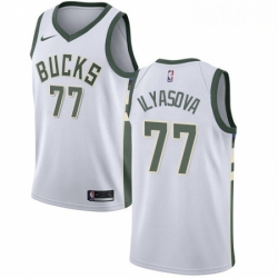 Mens Nike Milwaukee Bucks 77 Ersan Ilyasova Swingman White NBA Jersey Association Edition 