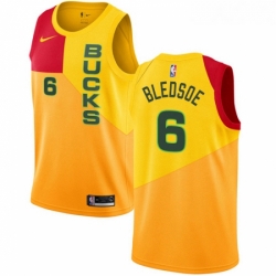 Youth Nike Milwaukee Bucks 6 Eric Bledsoe Swingman Yellow NBA Jersey City Edition 