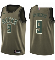 Youth Nike Milwaukee Bucks 9 Donte DiVincenzo Swingman Green Salute to Service NBA Jersey 