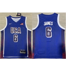 Men USA Active Player Custom Navy Blue 2024 Olympics Stitched Basketball Jersey