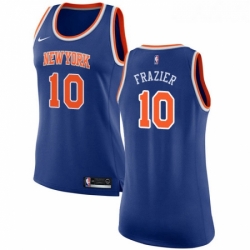 Womens Nike New York Knicks 10 Walt Frazier Authentic Royal Blue NBA Jersey Icon Edition