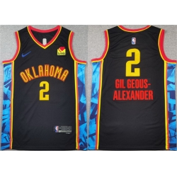 Men Oklahoma City Thunder 2 Shai Gilgeous Alexander Black 2024 25 City Edition Stitched Basketball Jersey