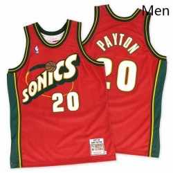 Mens Mitchell and Ness Oklahoma City Thunder 20 Gary Payton Swingman Red SuperSonics Throwback NBA Jersey