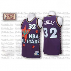 Mens Adidas Orlando Magic 32 Shaquille ONeal Authentic Purple 1995 All Star Throwback NBA Jersey