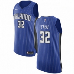 Mens Nike Orlando Magic 32 Shaquille ONeal Authentic Royal Blue Road NBA Jersey Icon Edition