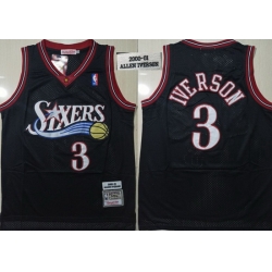 76ers 3 Allen Iverson Black 2000 01 Hardwood Classics Jersey