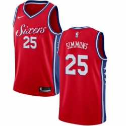 Mens Nike Philadelphia 76ers 25 Ben Simmons Swingman Red Alternate NBA Jersey Statement Edition