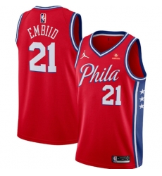 Men's Philadelphia 76ers #21 Joel Embiid Red Statement Edition Stitched Jersey