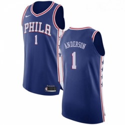 Womens Nike Philadelphia 76ers 1 Justin Anderson Authentic Blue Road NBA Jersey Icon Edition