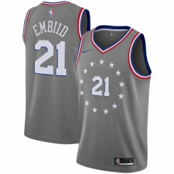 Womens Nike Philadelphia 76ers 21 Joel Embiid Swingman Gray NBA Jersey City Edition