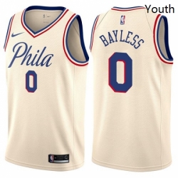 Youth Nike Philadelphia 76ers 0 Jerryd Bayless Swingman Cream NBA Jersey City Edition