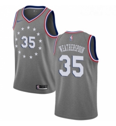 Youth Nike Philadelphia 76ers 35 Clarence Weatherspoon Swingman Gray NBA Jersey City Edition 