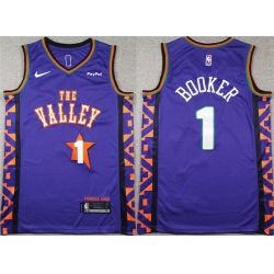 Men Phoenix Suns 1 Devin Booker Purple 2024 25 City Edition Stitched Basketball Jersey