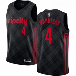 Mens Nike Portland Trail Blazers 4 Moe Harkless Authentic Black NBA Jersey City Edition 