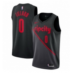 Womens Nike Portland Trail Blazers 0 Damian Lillard Swingman Black NBA Jersey 2018 19 City Edition